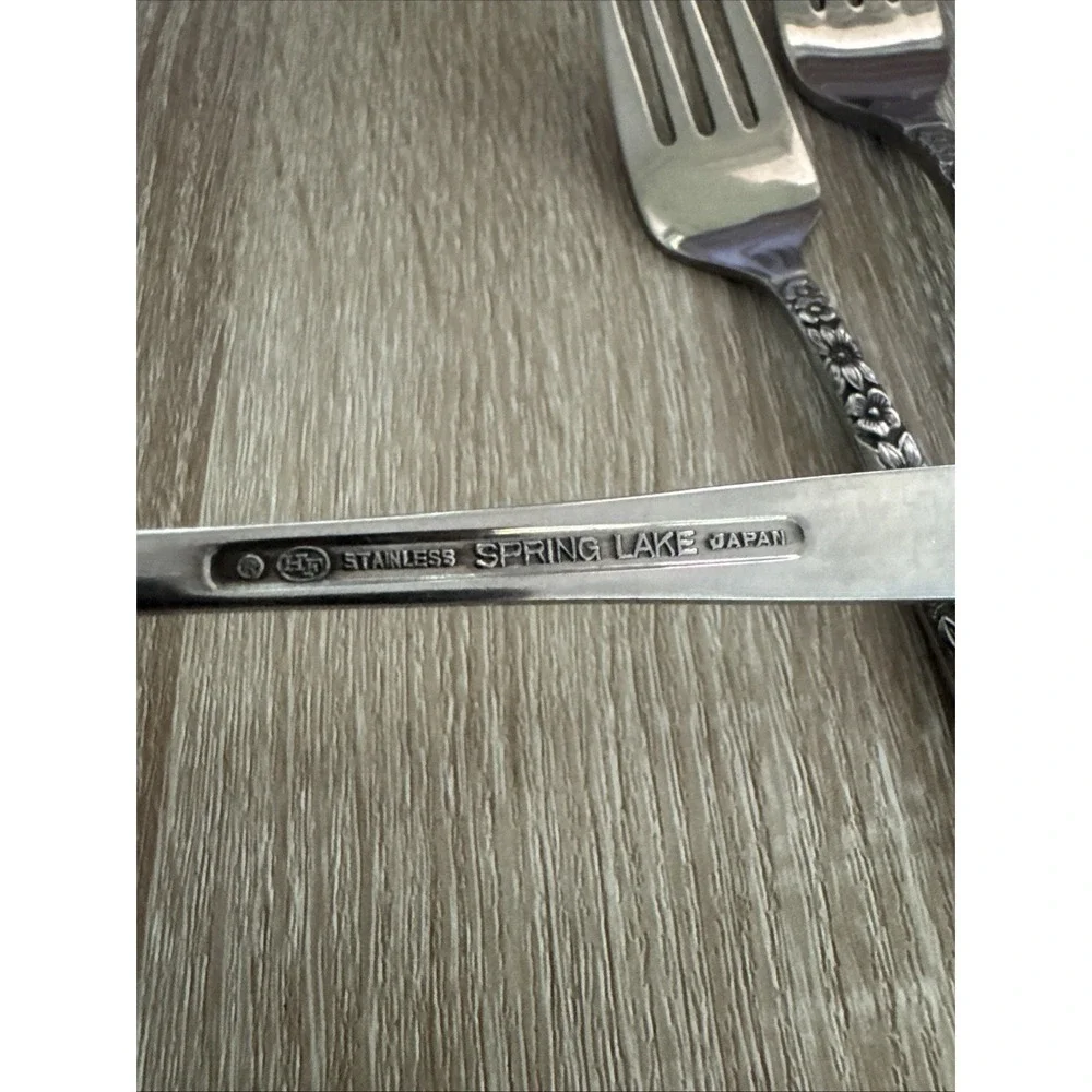 Vintage Spring Lake Japan Stainless Steel Teaspoon Large Fork And Small Fork